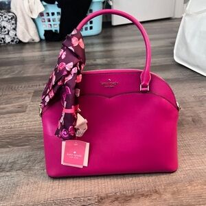 Kate Spade Fuchsia Satchel with Scarf Accent
